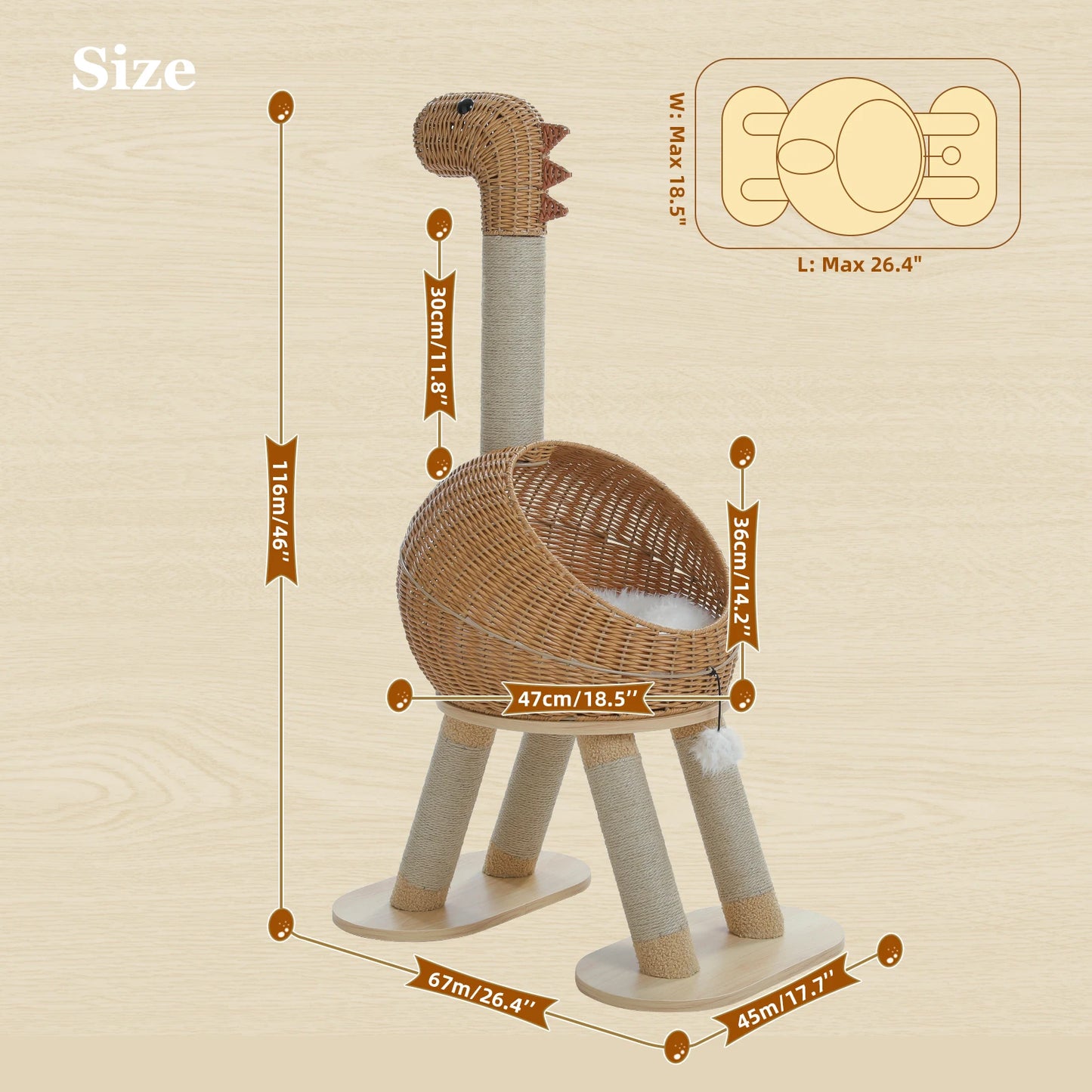 PAWZ Road Dinosaur Cat Tree Tower Sisal Scratching Post