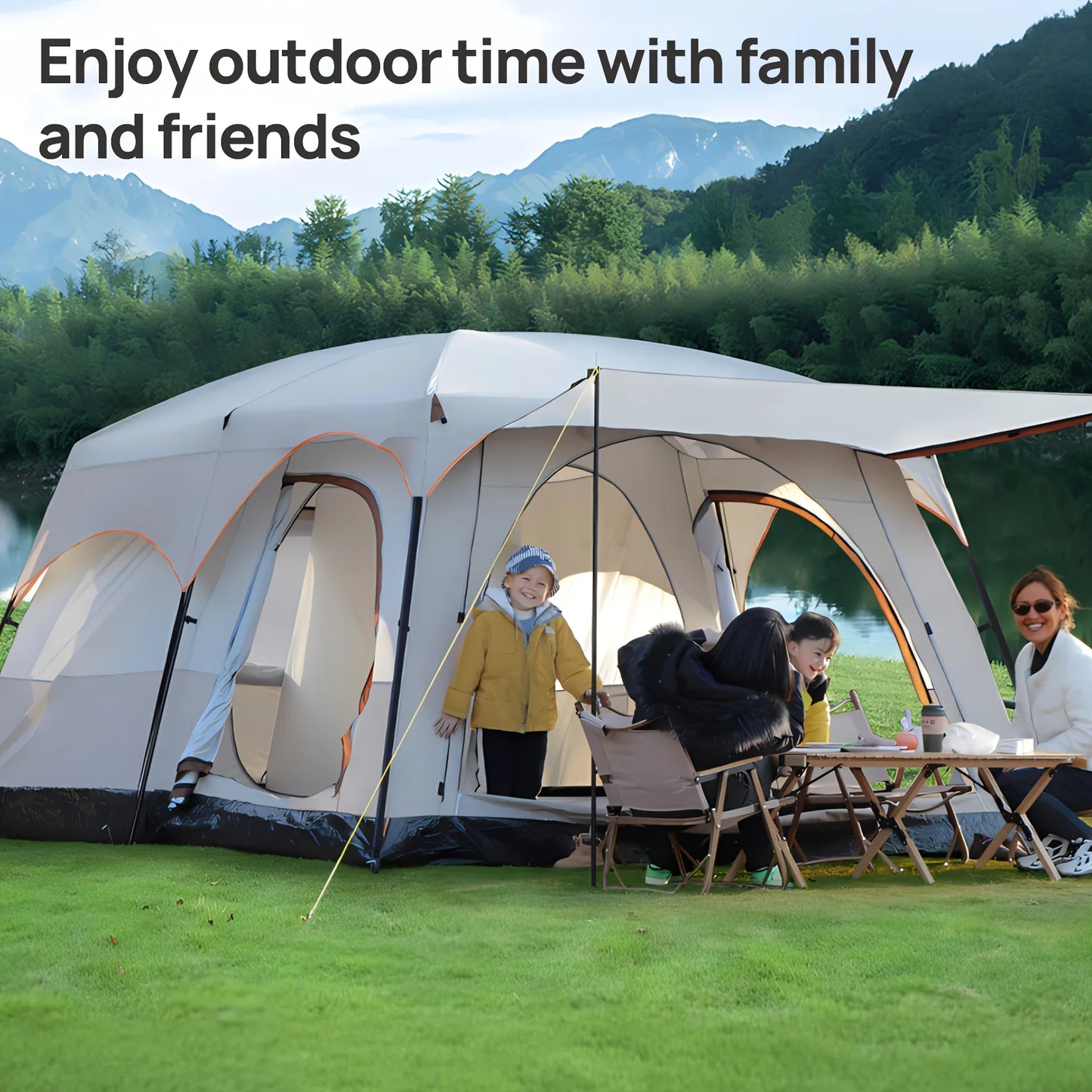 3-6 Person Camp Tent, Sunscreen, Anti-mosquito, Portable Tent, Suitable For Outdoor Camping