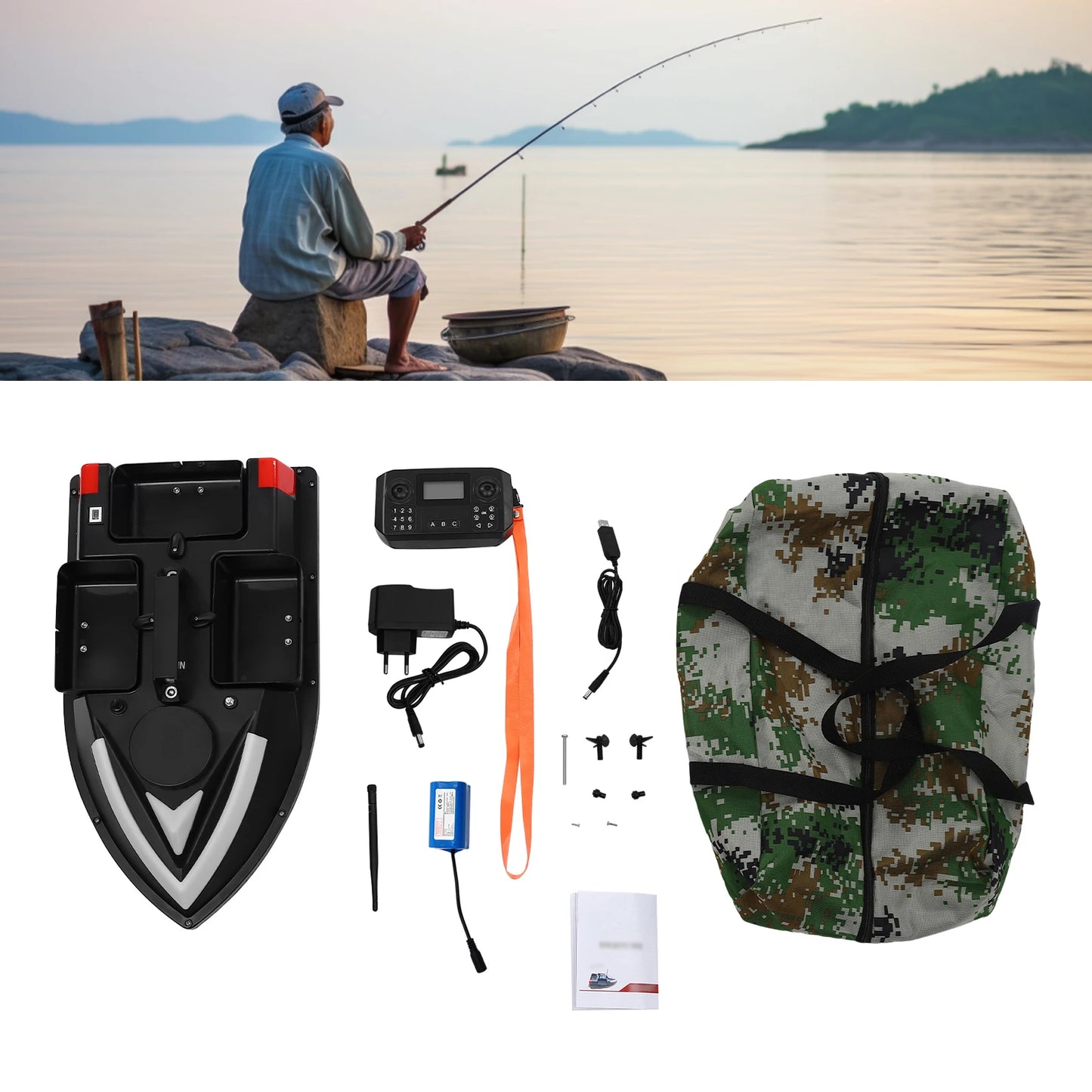 RC Fishing Bait Boat with GPS 3 Boxes Bait Boat Fishing Boat w/Remote Control Auto Return RC Fish Boat