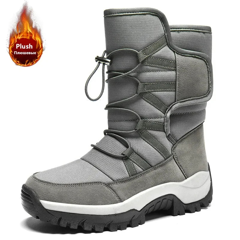 Brand Men's Winter Shoes Waterproof Men's Boots Warm Plush Couple Snow Boots Outdoor Non-slip Hiking Boots Men Work Ankle Boots