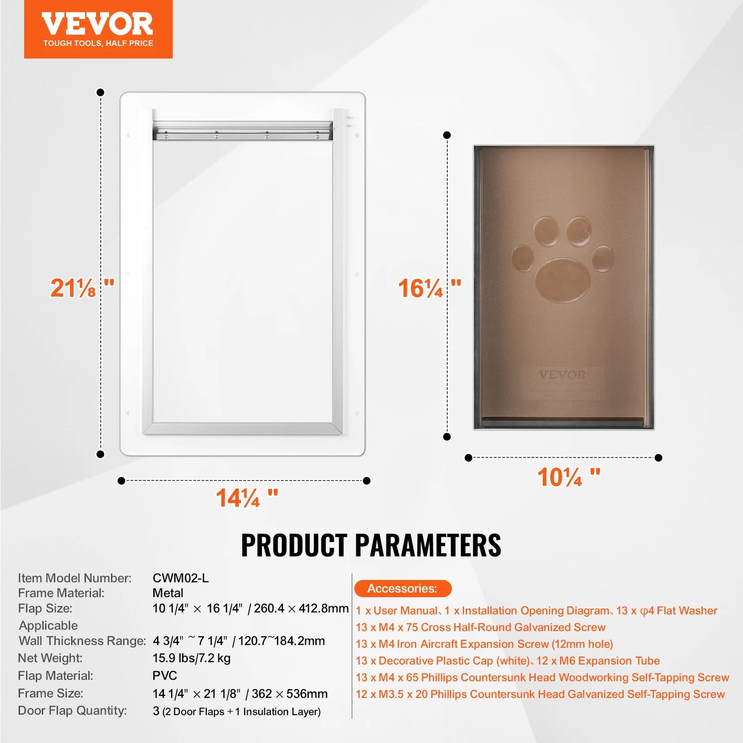 SucceBuy Pet Door With Metal Frame Lock And 3 Flaps