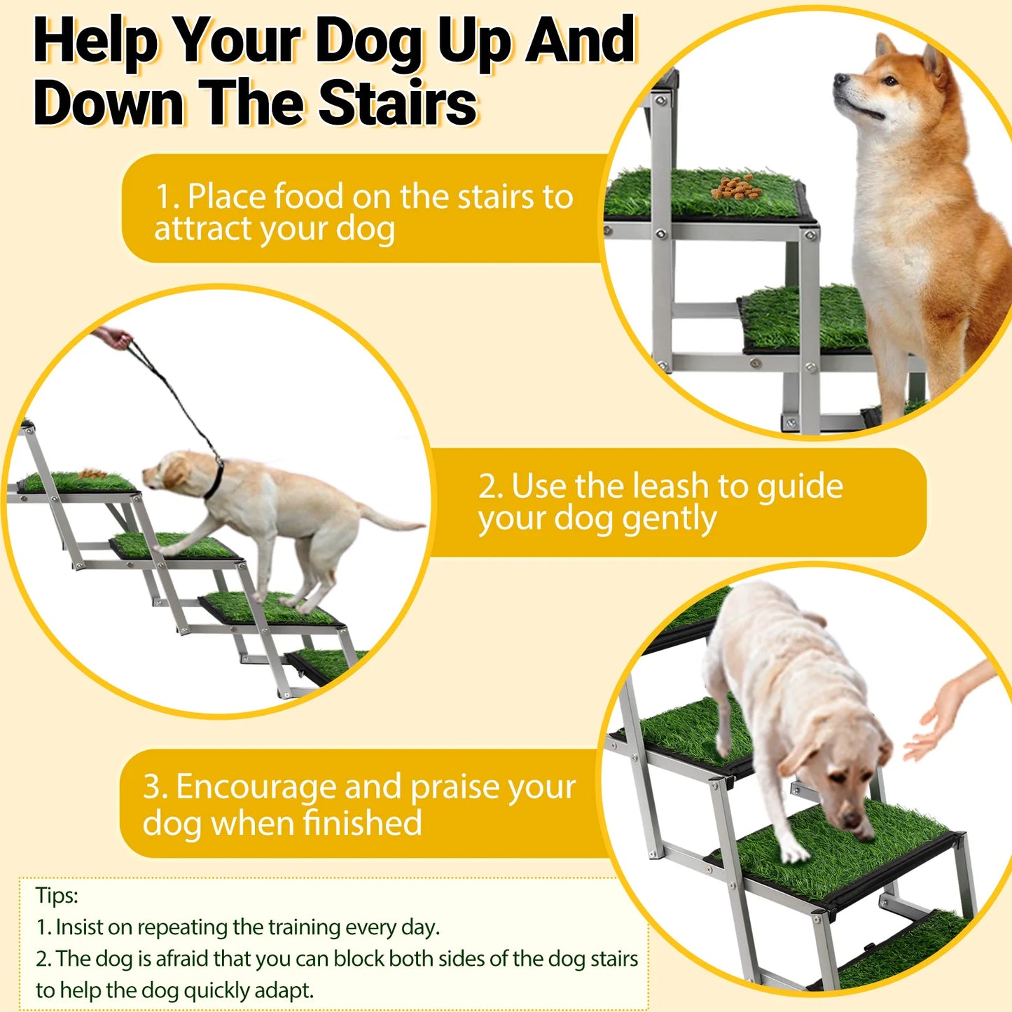 NONE Extra Wide Dog Stairs Foldable Ramp For Large Dogs