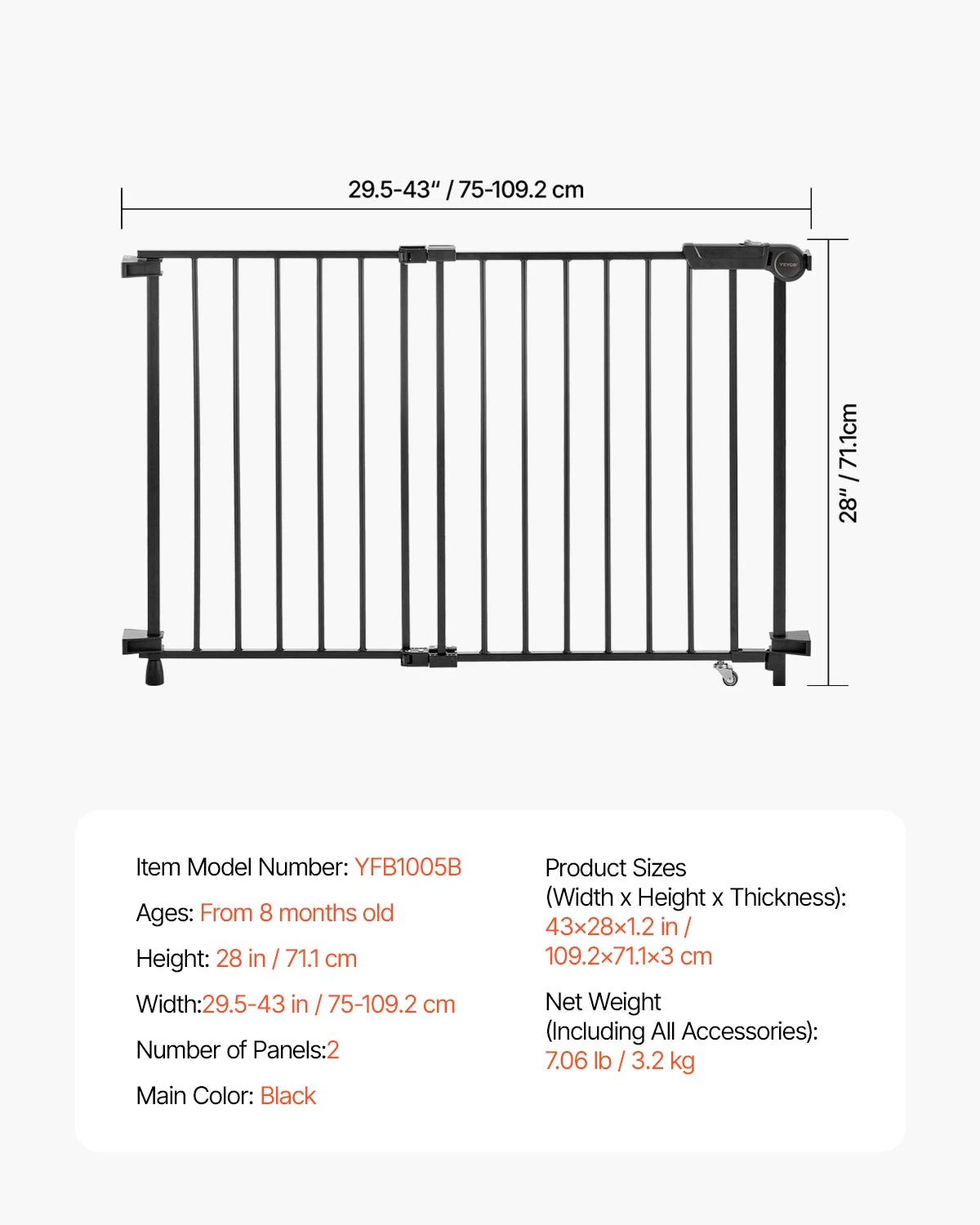 VEVOR Baby Gate For Kids And Pets With No Threshold