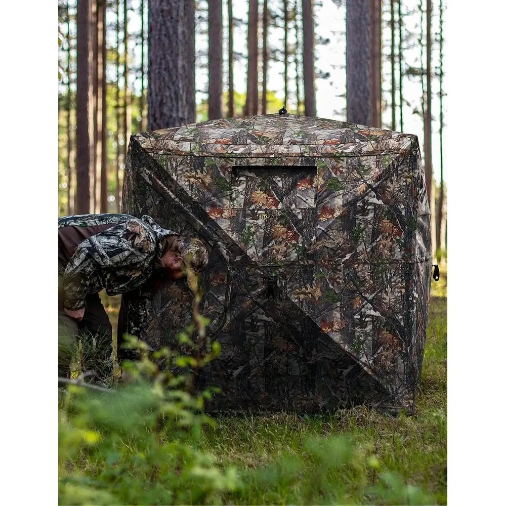 Portable 270° View Hunting Tent with Carrying Bag, Pop-Up Design in Forest Camo