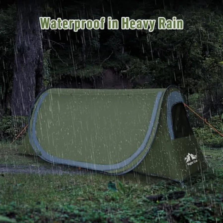 Popup Camping Tent: 1 Person Tent Waterproof Instant Easy Setup Tunnel Tent Fits with Camping Cot Excluded