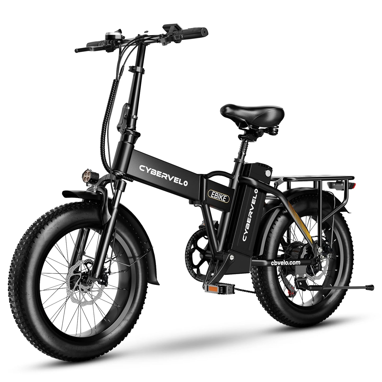 Cybervelo Folding Electric Bike, 48V 960WH Large Removable Battery E-Bike, 30+MPH, 80 Miles Max Range, 20" FatTire for Adult EK4