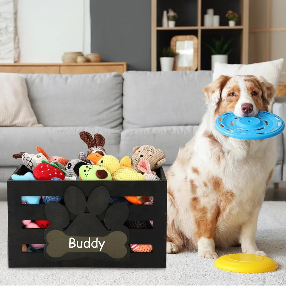 Dog Toy Basket Storage Bin With Handles And Paw Pattern