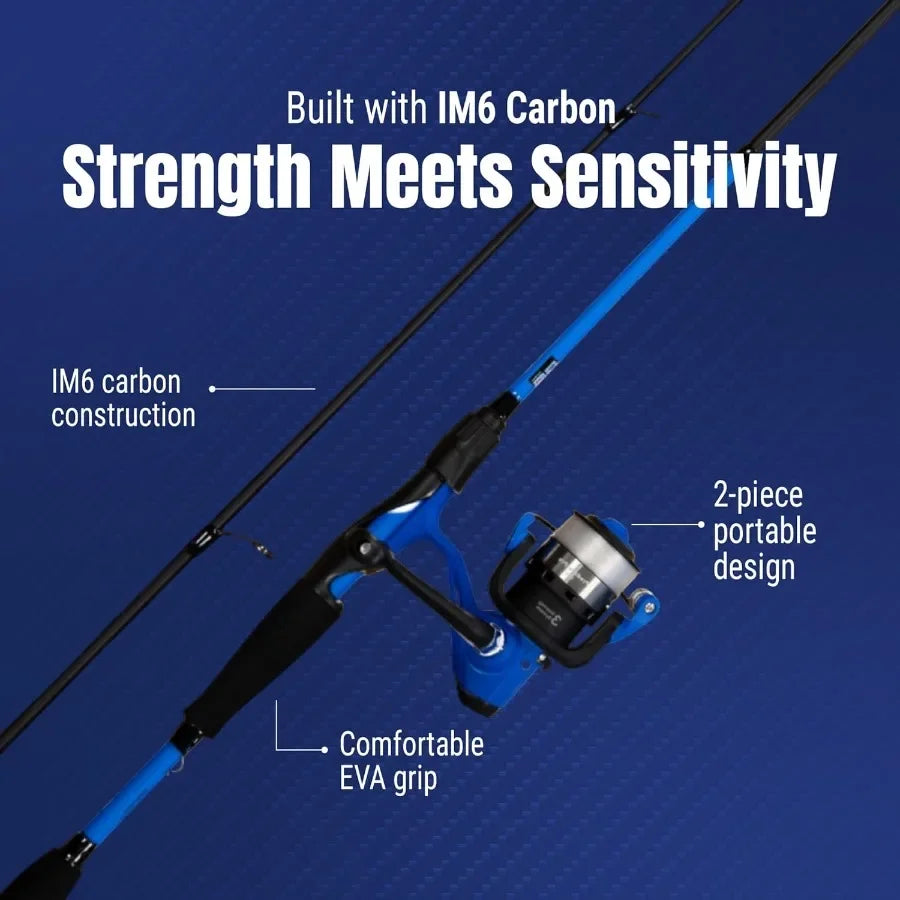 Fishing Rod and Reel Combo 2Piece IM6 Carbon Rods with Smooth Casting Reels Ideal for Freshwater and Saltwater