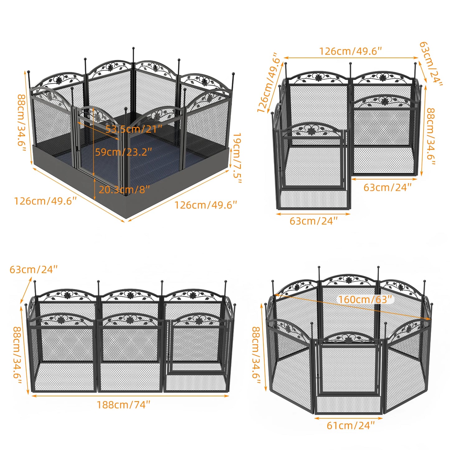 BingoPaw Heavy Duty Dog Playpen Outdoor Indoor Metal Fence