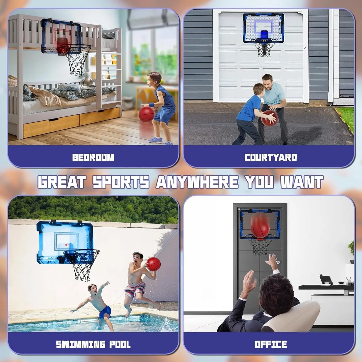 Remote Control LED Basketball Hoop with Scoreboard, Balls, Pump & Bag - Indoor Sport Toy for Kids