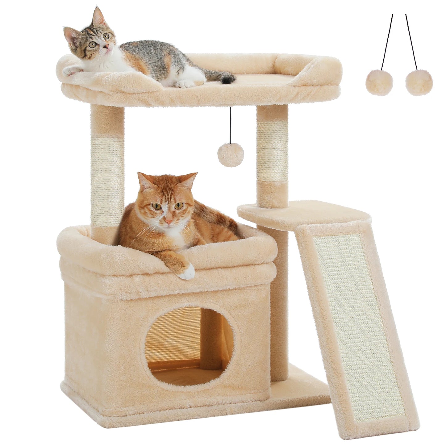 PAWZ Road Indoor Cat Tree Tower With Sisal Scratching Post And Wide Top Perch Cat Condo