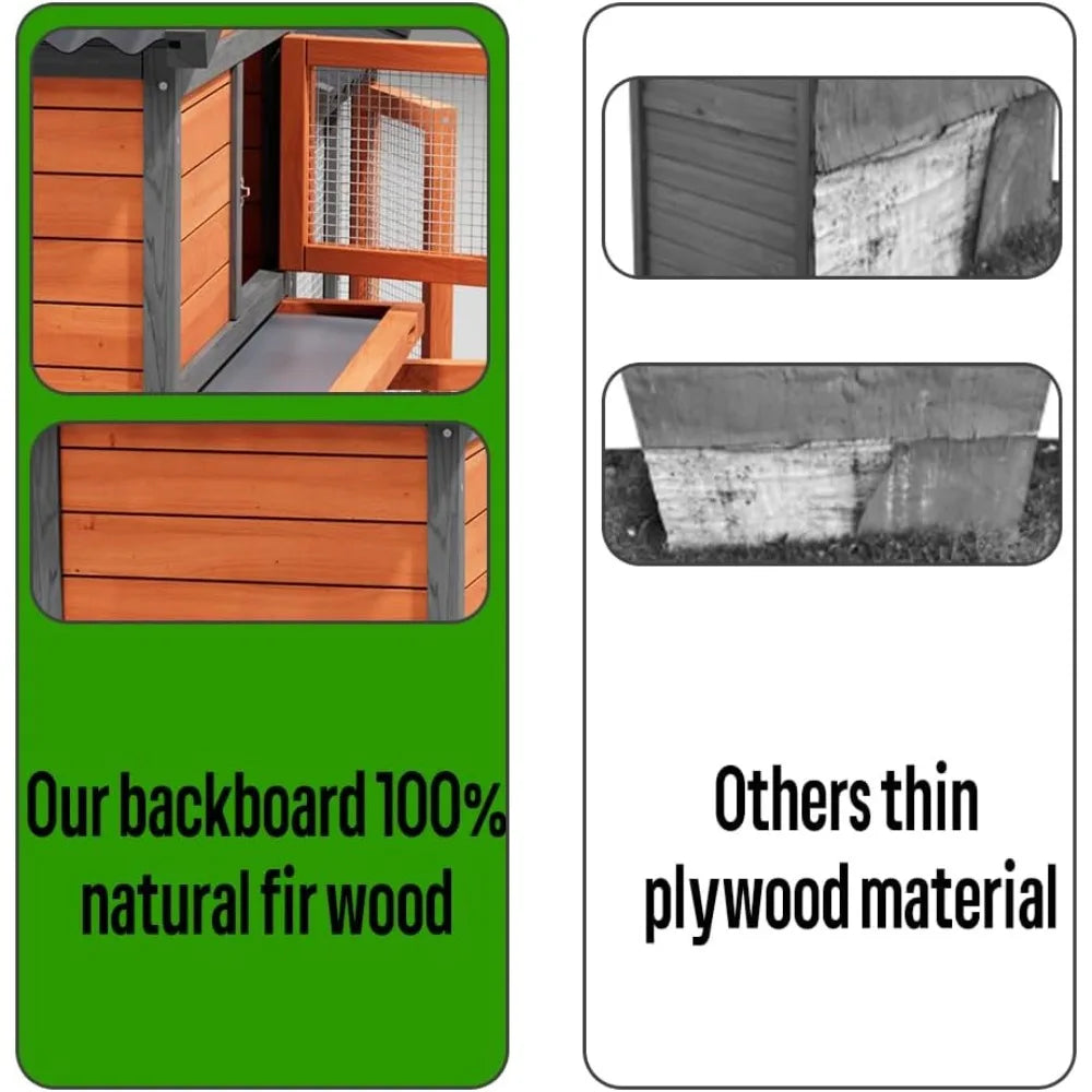 Wooden Outdoor Duck Coop 2 Tier Hen House All Weather Poultry Shelter