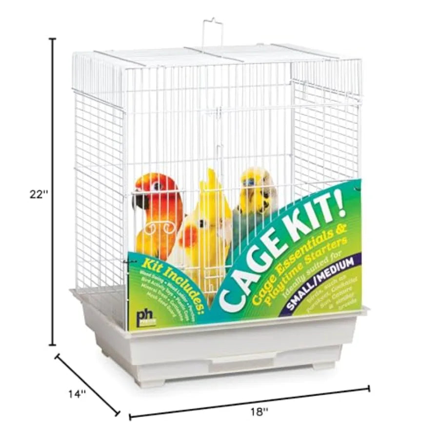 Prevue Hendryx 91320 Square Roof Bird Cage Kit White with Durable 5 8 Wire Mesh for Indoor or Outdoor Use Provides Secure and S