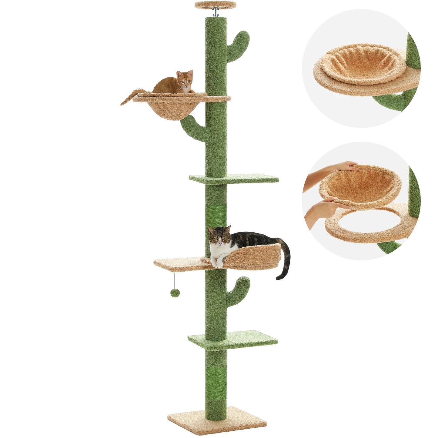 PEQULTICN Adjustable Height Cactus Cat Tree for Indoor Cats