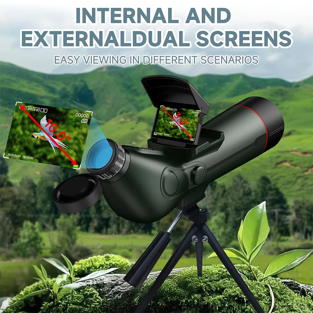 Digital Spotting Scope with Screen Portable Auto-Focus Electronic 4K Smart Telescope with Tripod 32GB SD Card and Carrying Bag f