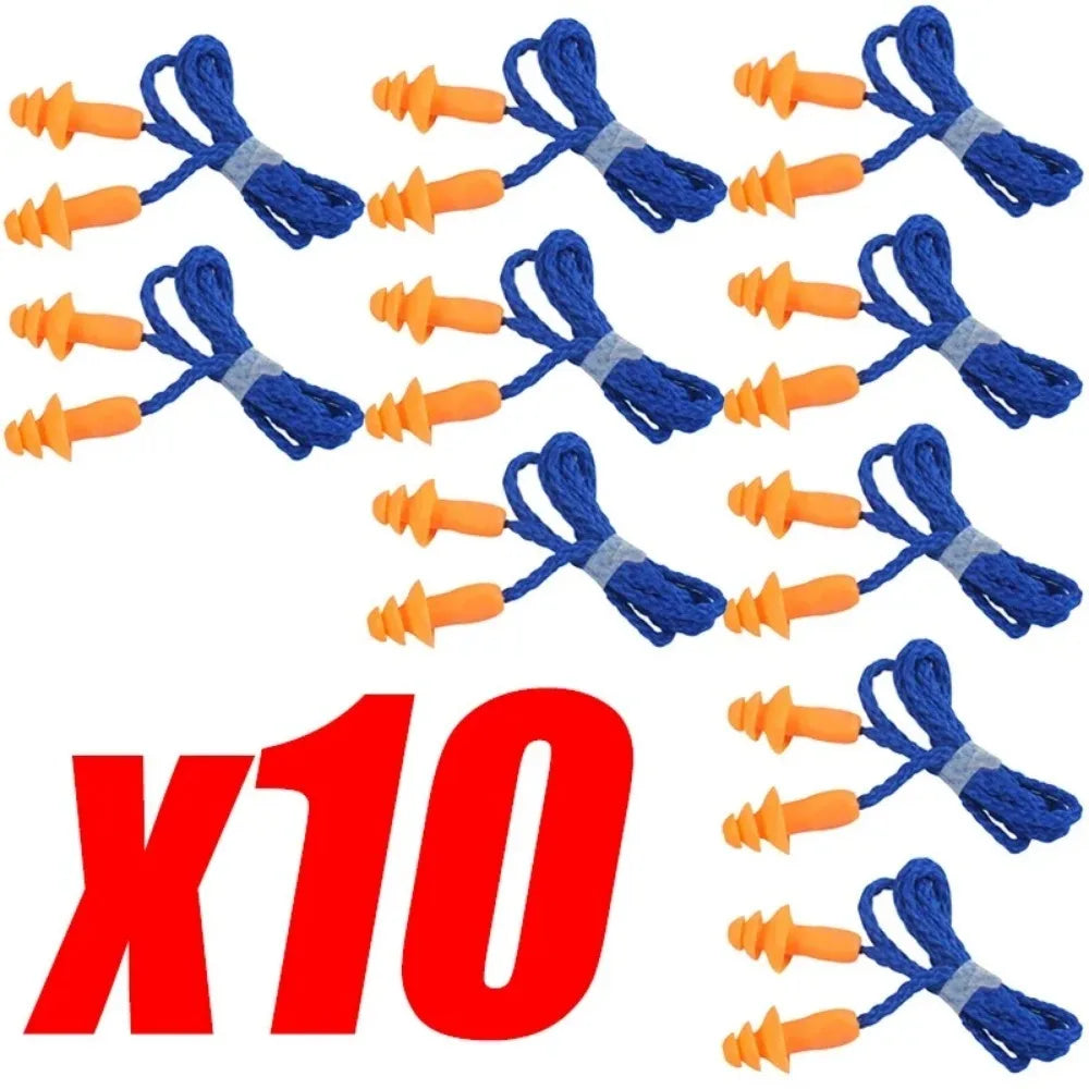 Reusable Silicone Corded Ear Plugs Ear Protection With Detachable Wires Earmuff Headwear