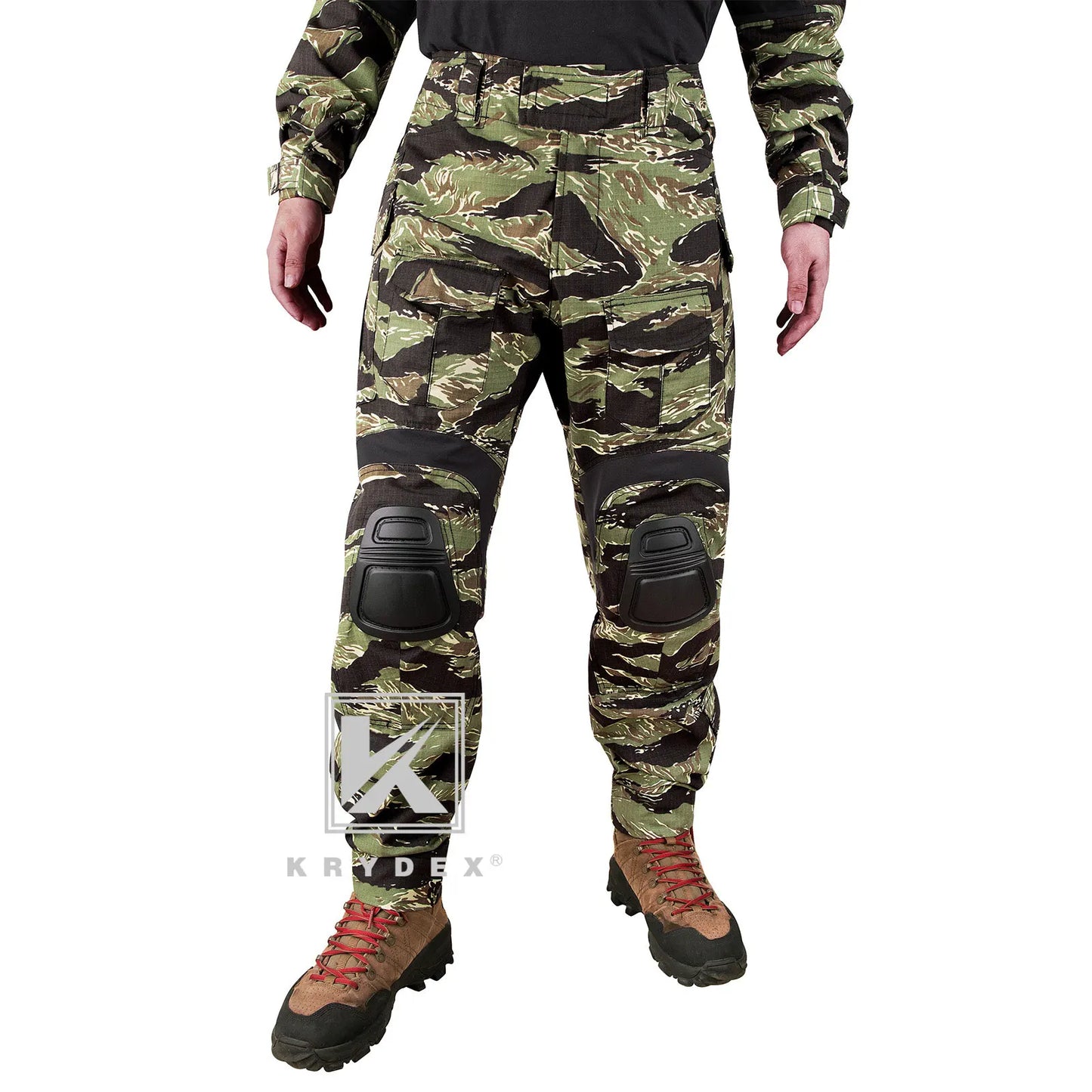 KRYDEX Tactical Camouflage Shirt & Pants Kit Combat Uniform Set For Outdoor Hunting Hiking Gear