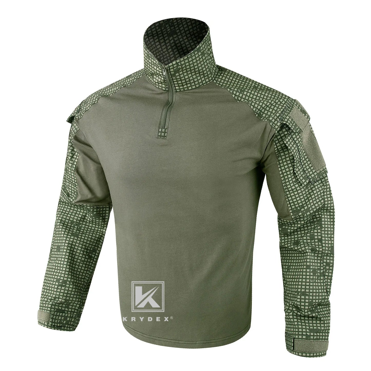 KRYDEX Combat Shirt with Elbow Pads For Hunting Outdoor Tops Tactical Clothes MC Tiger Stripes Shirts