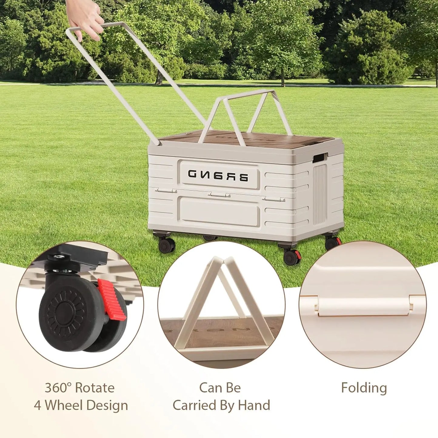360° Rotating Foldable Storage Cart – Heavy-Duty Mobile Organizer with 4 Silent Wheels, Multi-Functional CampingStorage