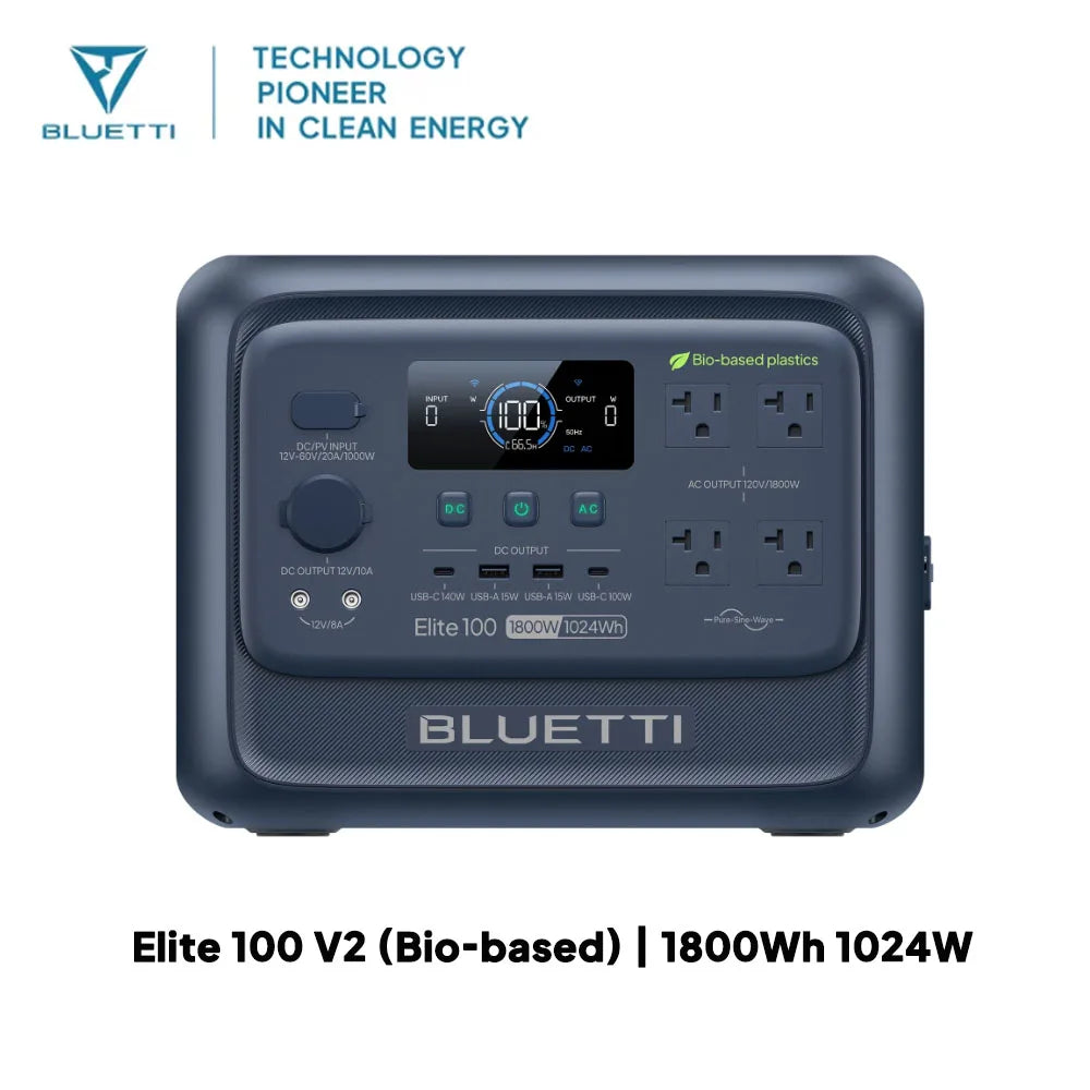 BLUETTI Elite 100 V2 Bio-based Portable Power Station 1800W 1024Wh LFP Battery Backup High Capacity For Camping Home Emergency