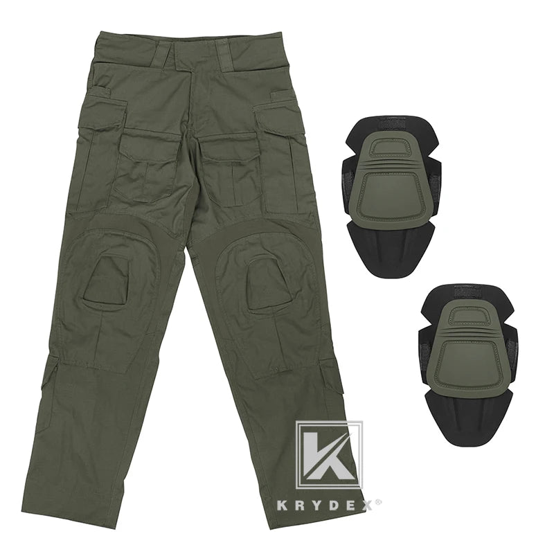 KRYDEX Tactical Camouflage Shirt & Pants Kit Combat Uniform Set For Outdoor Hunting Hiking Gear
