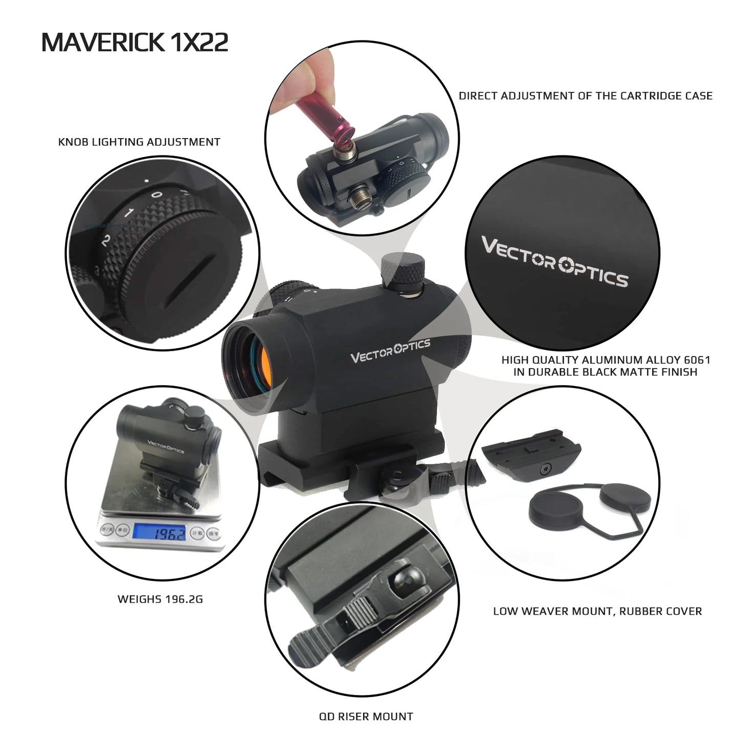 Vector Optics Maverick 1x22 Tactical Compact Red Dot Sight Scope with Quick Release QD Mount For AR Rifles Airgun Shotgun