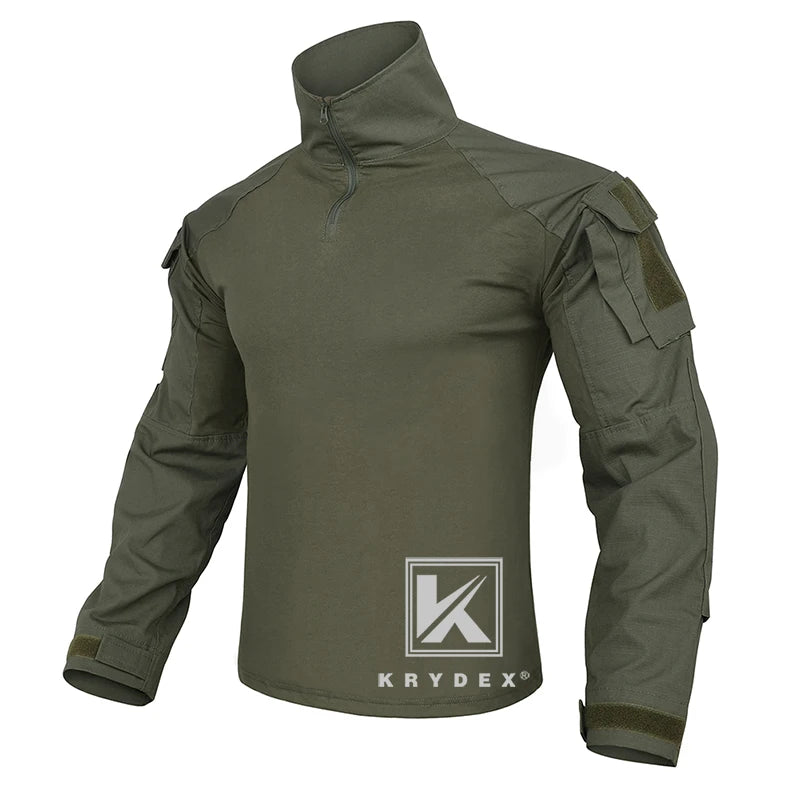 KRYDEX Tactical Camouflage Shirt & Pants Kit Combat Uniform Set For Outdoor Hunting Hiking Gear