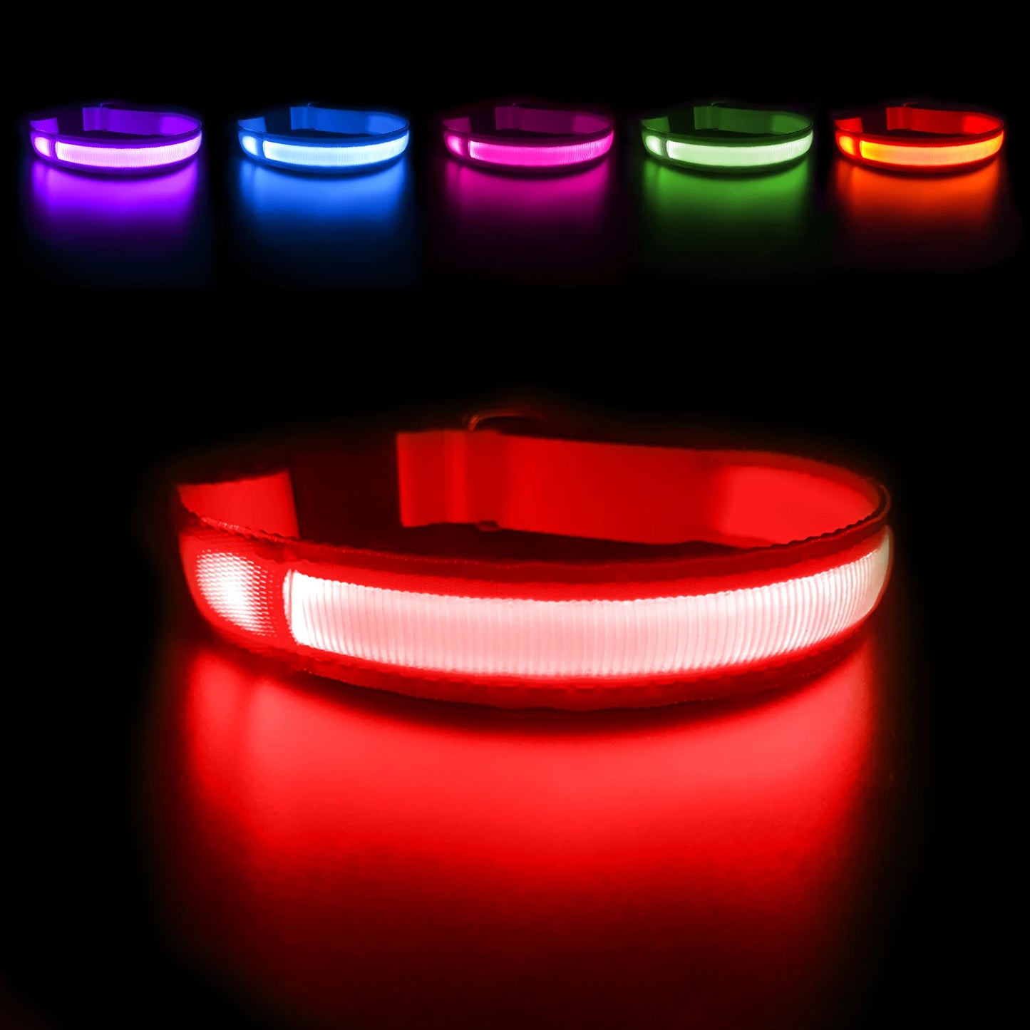 MASBRILLCN LED Dog Collar Waterproof Luminous Safety Luminescent Necklace Flashing