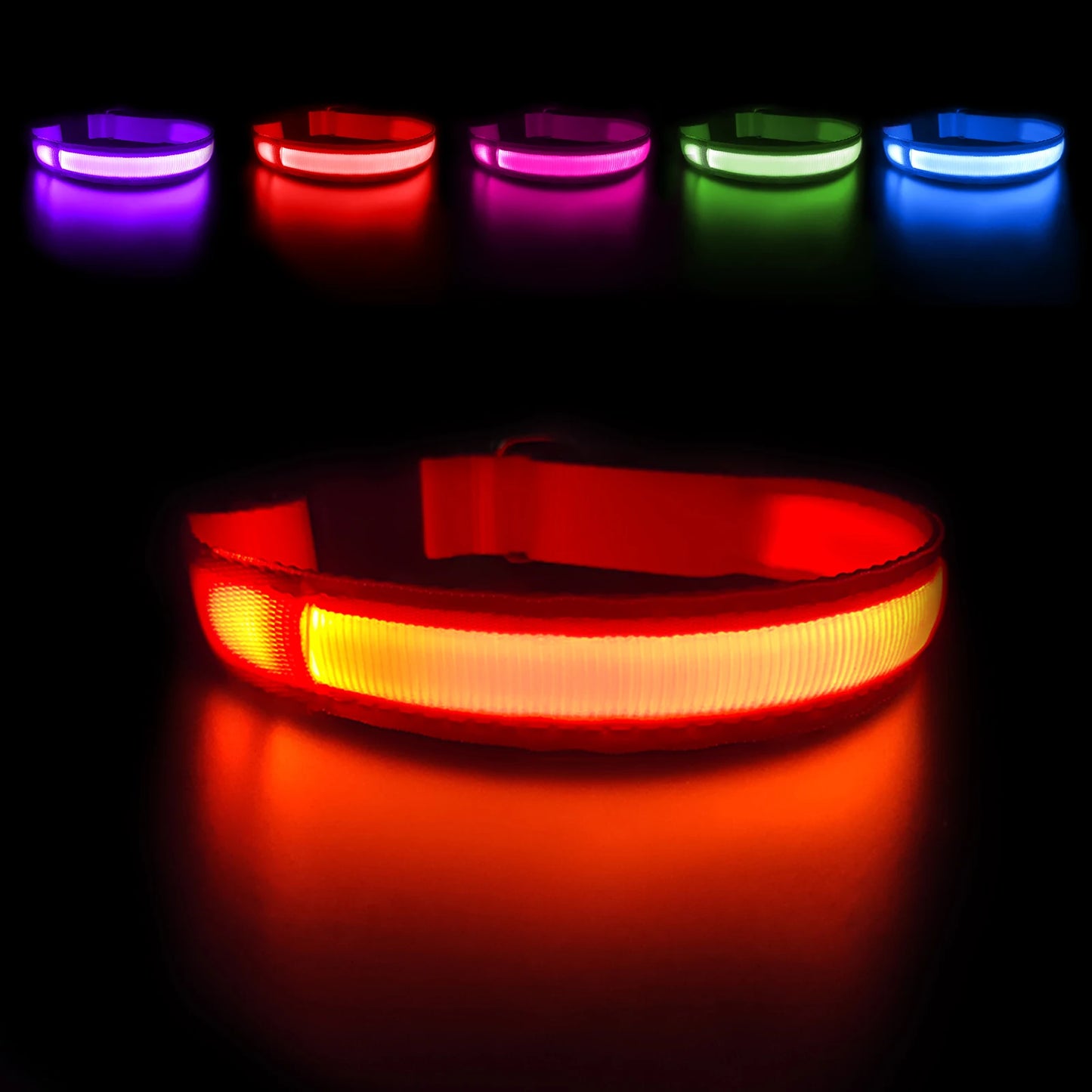 MASBRILLCN LED Dog Collar Waterproof Luminous Safety Luminescent Necklace Flashing