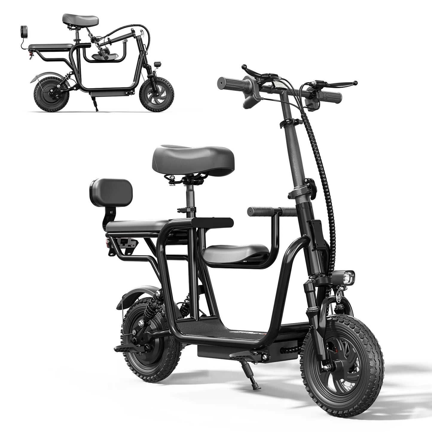 48V Electric Scooter with Seat for Adults Electric Scooter with 750W Peak Power Motor 18.75 MPH 20 Mile Range, Dual Disc Brakes