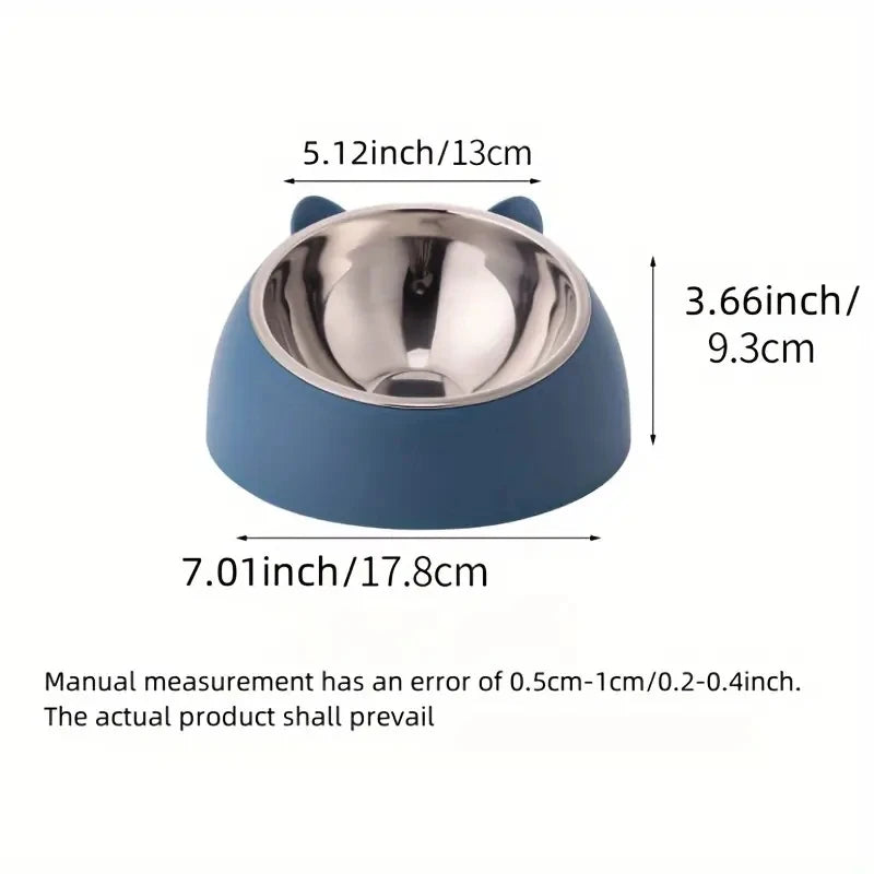 Ergonomic Ear Shaped Non Slip Tilted Cat Bowl For Food Water