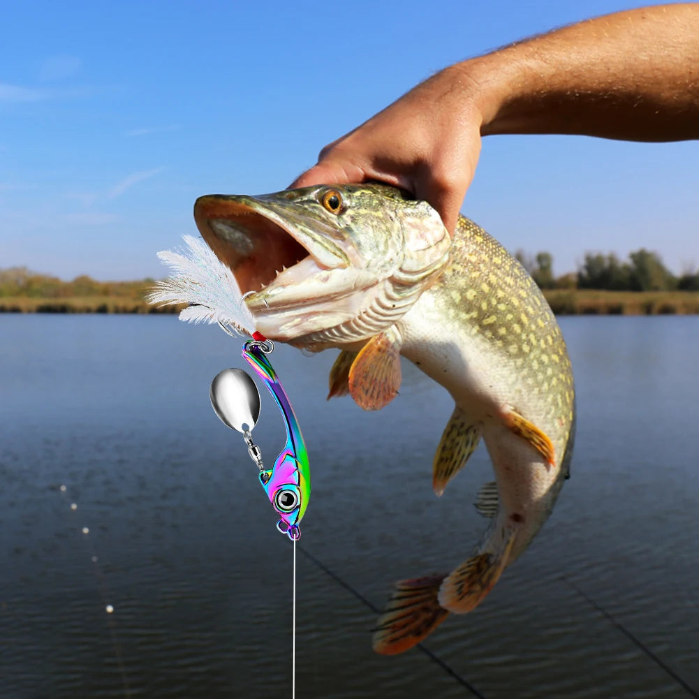 Spinner Bait Metal Vib Fishing Lure Trolling Rotating Spoon Wobbler For Bass Freshwater And Saltwater