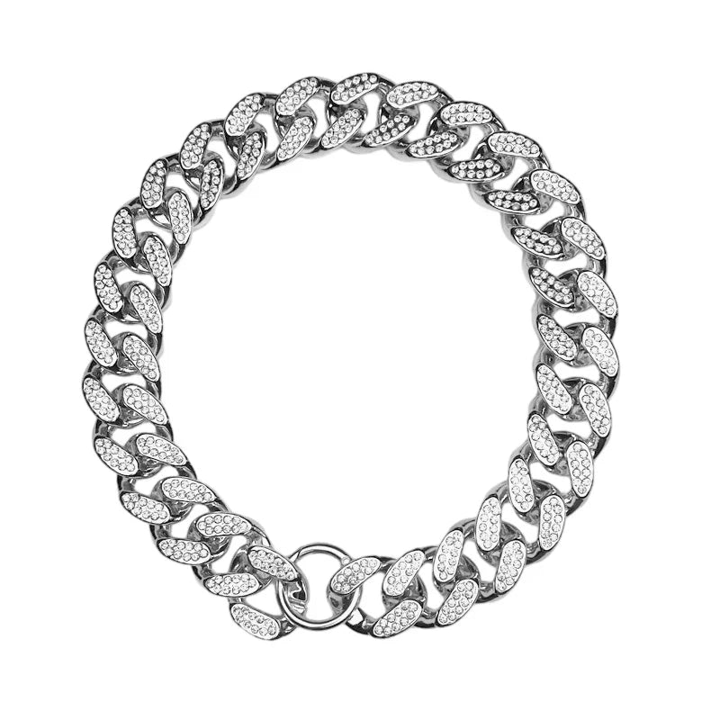 NONECN Diamond Inlay Sparkle ABS Plastic Dog Collar Necklace