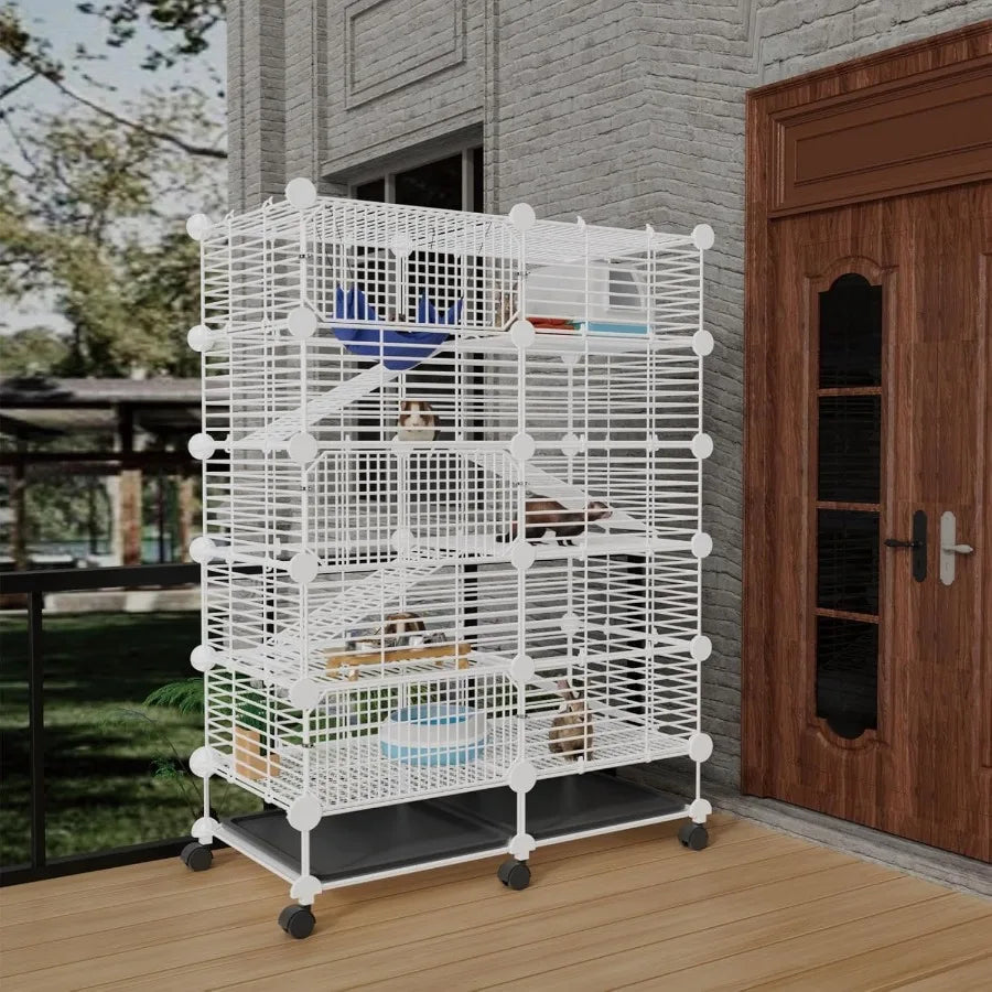 Guinea Pig Cage 5 Tier Wheels Removable Tray Small Animals