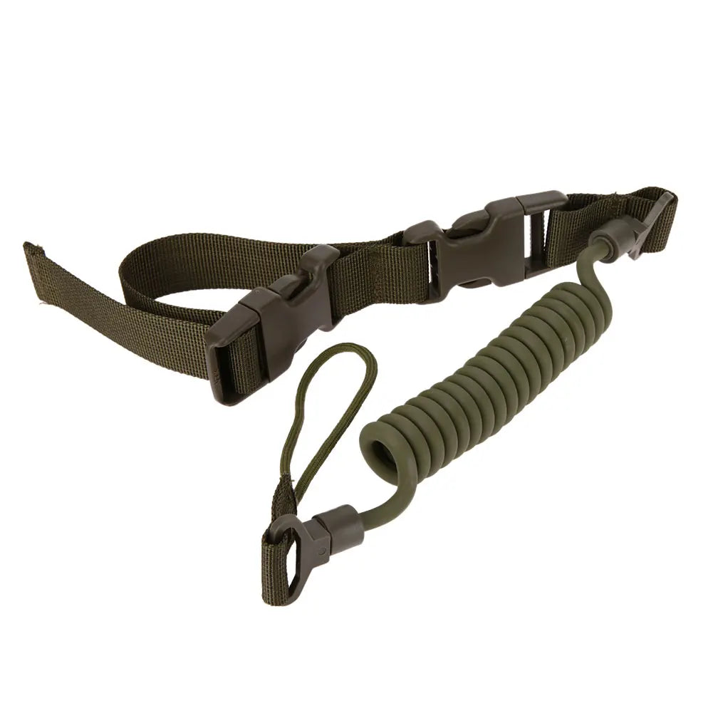 Outdoor Tactic Spring Lanyard Elastic Retractable Anti-lost Waist Hanging Retention Rope Police Pistols Gun Rifle Sling Hunting