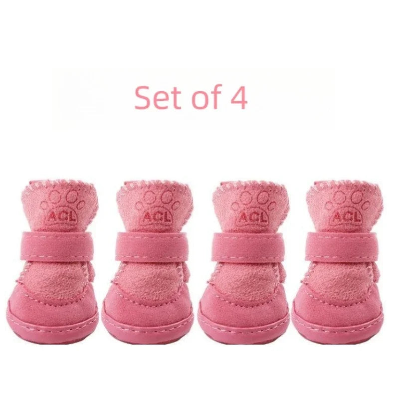 NONECN Pet Snow Boots Set Thickened Plush Non Slip Dogs