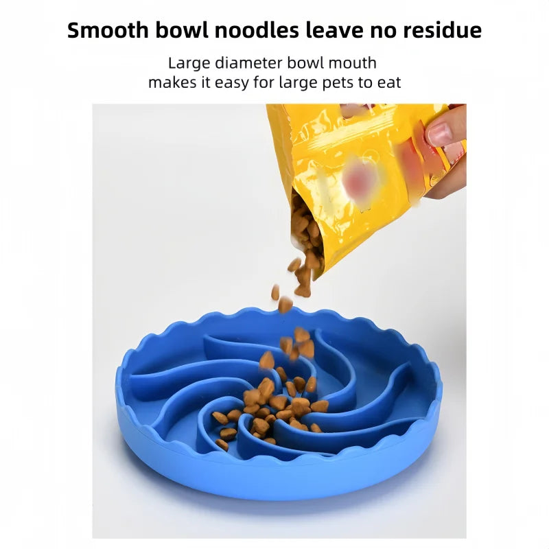 Dog Slow Feeder Bowl With Suction Mat Food Grade Silicone