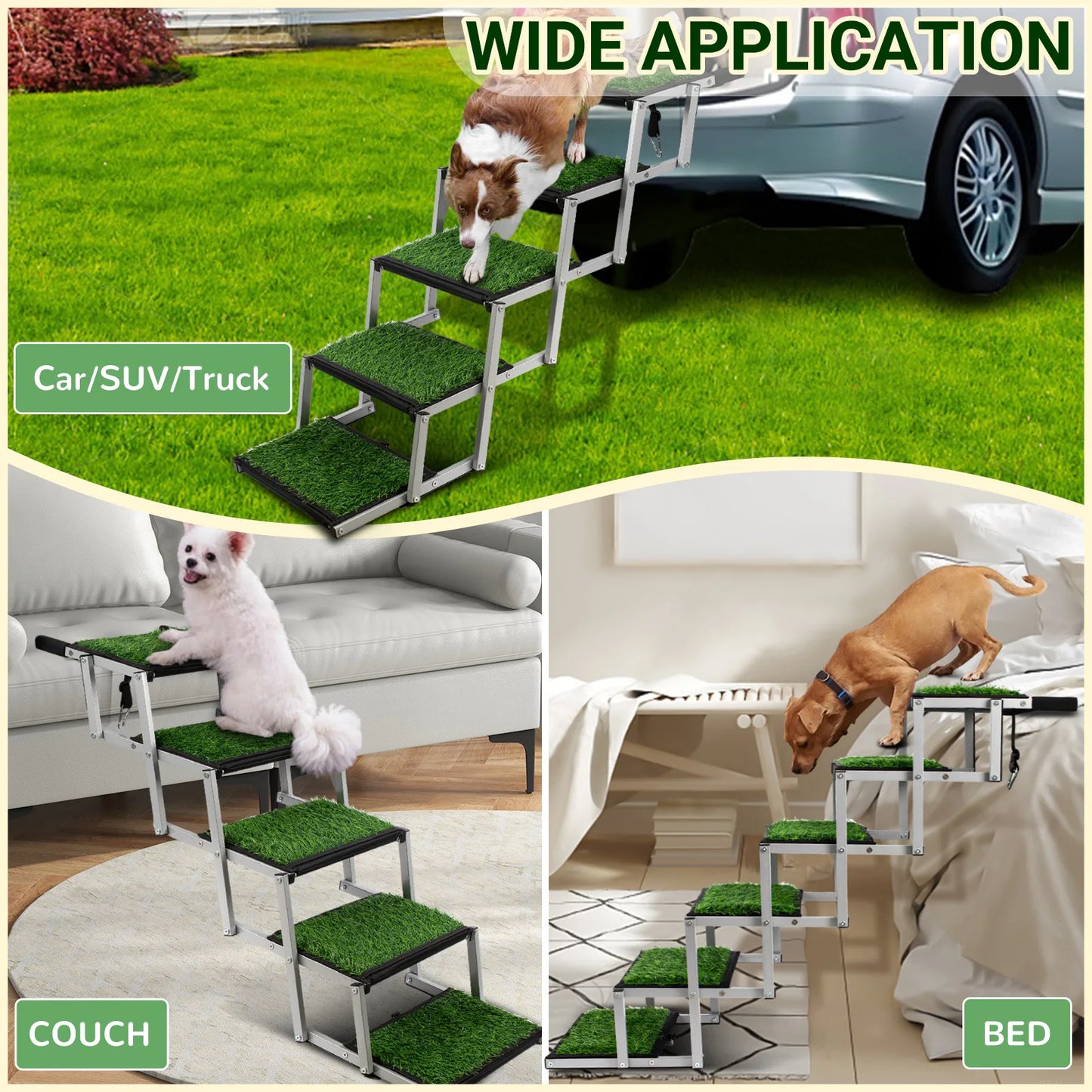 NONE Extra Wide Dog Stairs Foldable Ramp For Large Dogs