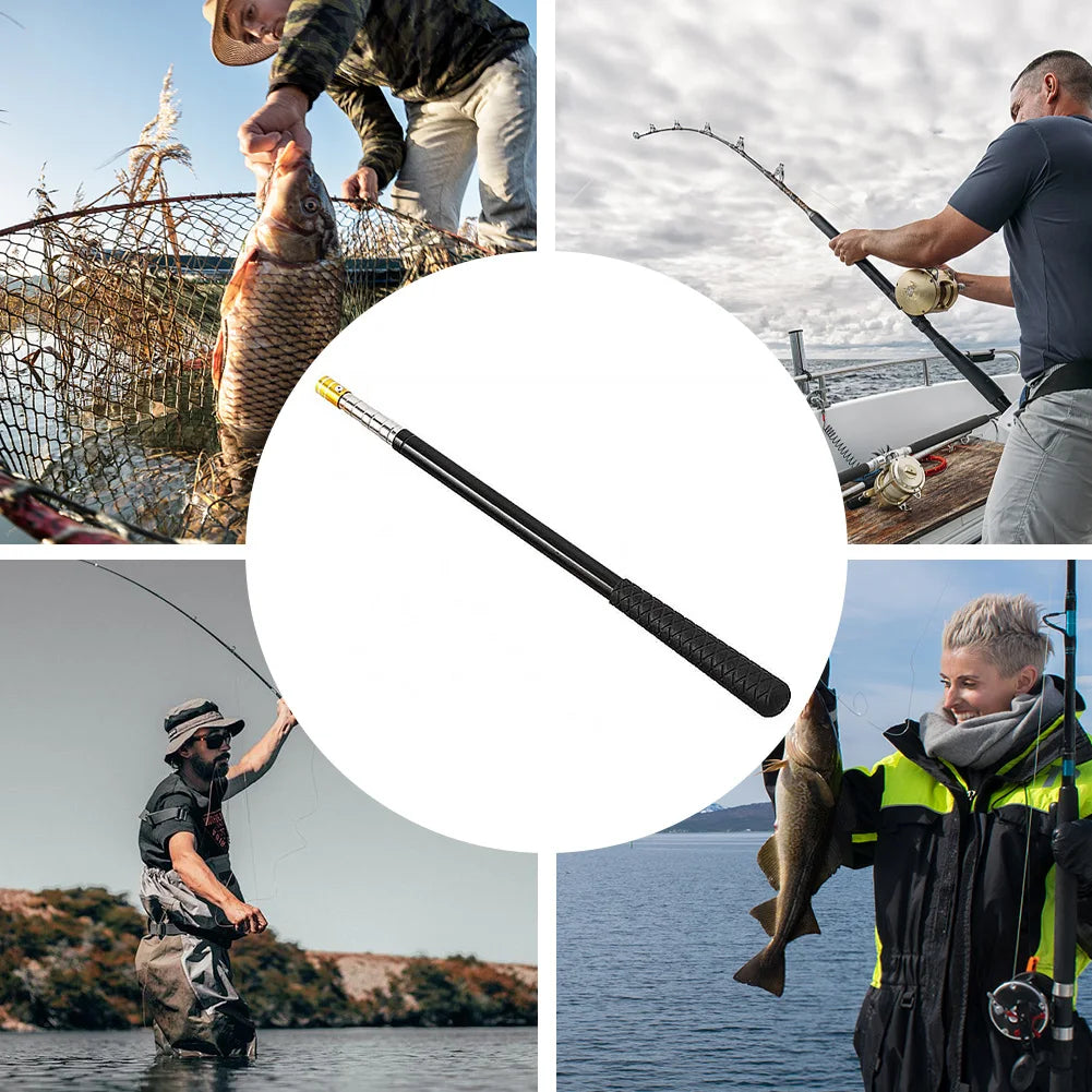 Retractable Landing Net Pole Stainless Steel Telescopic Landing Net Handle Fishing Accessories for Freshwater and Saltwater