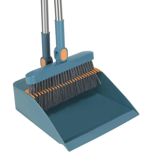 Adjustable Long Handle Broom and Dustpan Combo Set for Home Kitchen Office Lobby Floor Cleaning, Indoor Sweeping Tools Set