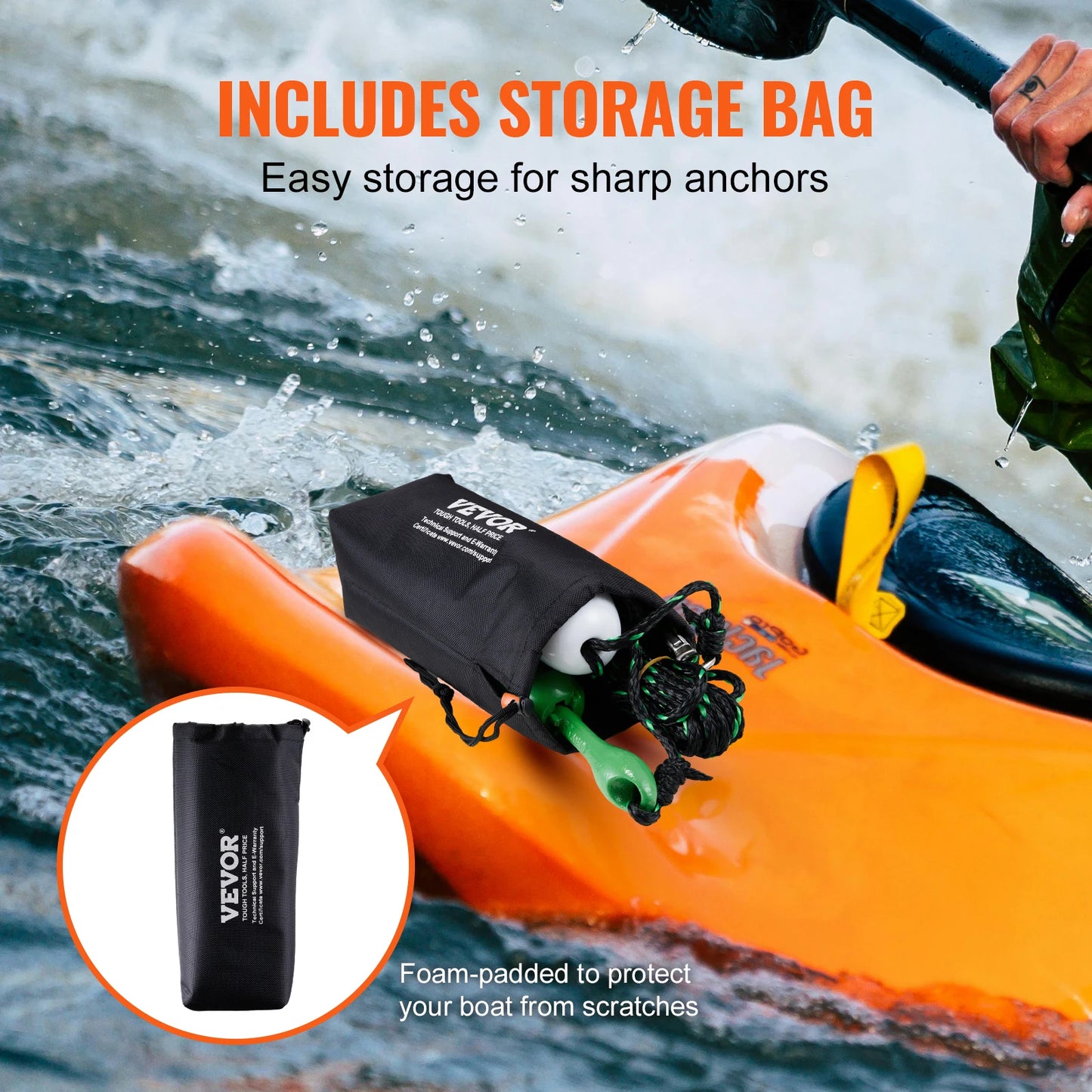SucceBuy Kayak Anchor Kit With Buoy and Rope Storage Bag for Reliable Anchoring System