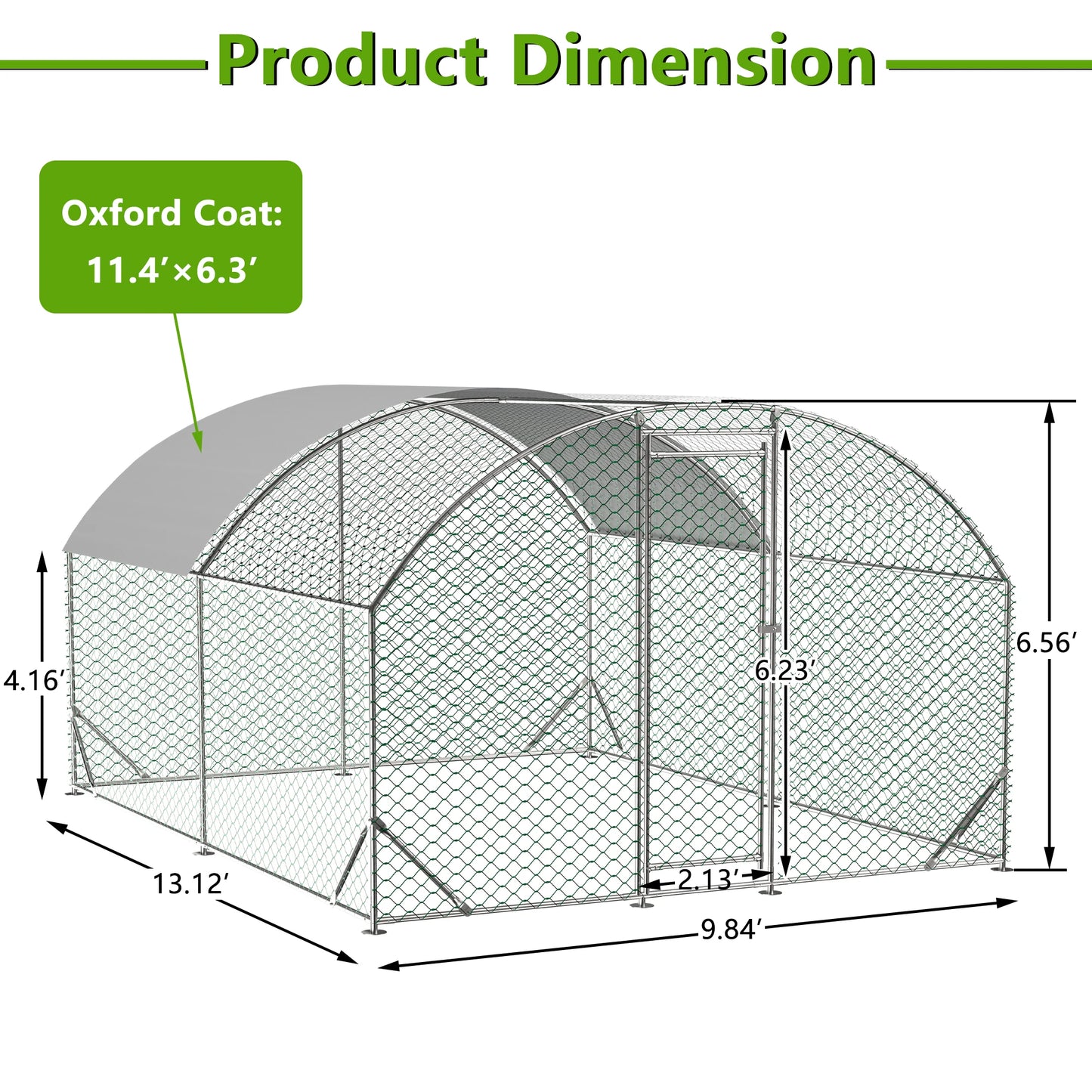 LZBEITEM Heavy Duty Chicken Coop Metal Run With UV Cover