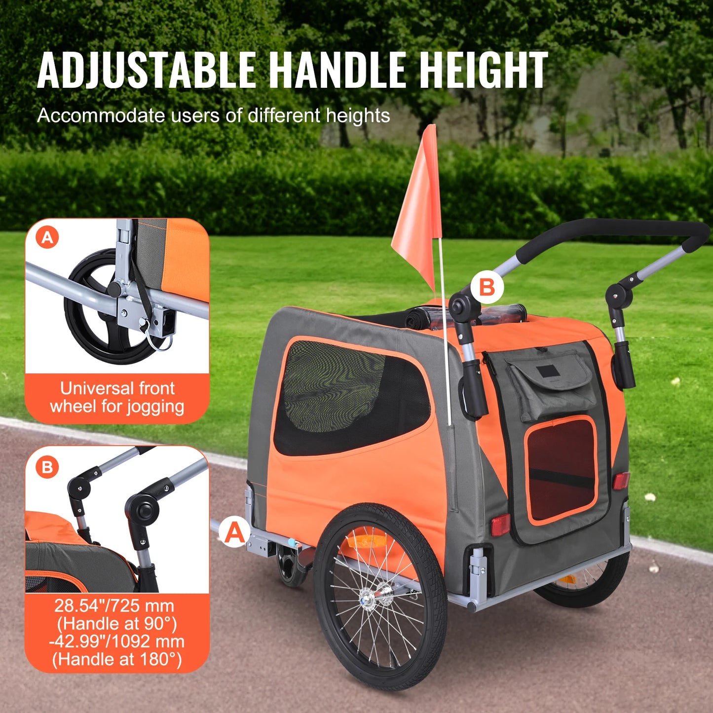 SucceBuy 2-In-1 Dog Bike Trailer Stroller