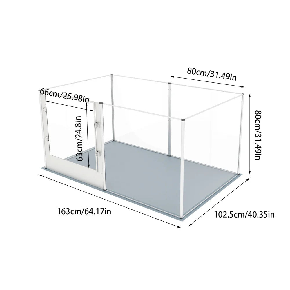 BORWARTH Acrylic Dog Playpen Cage 3 In 1 Indoor Enclosure