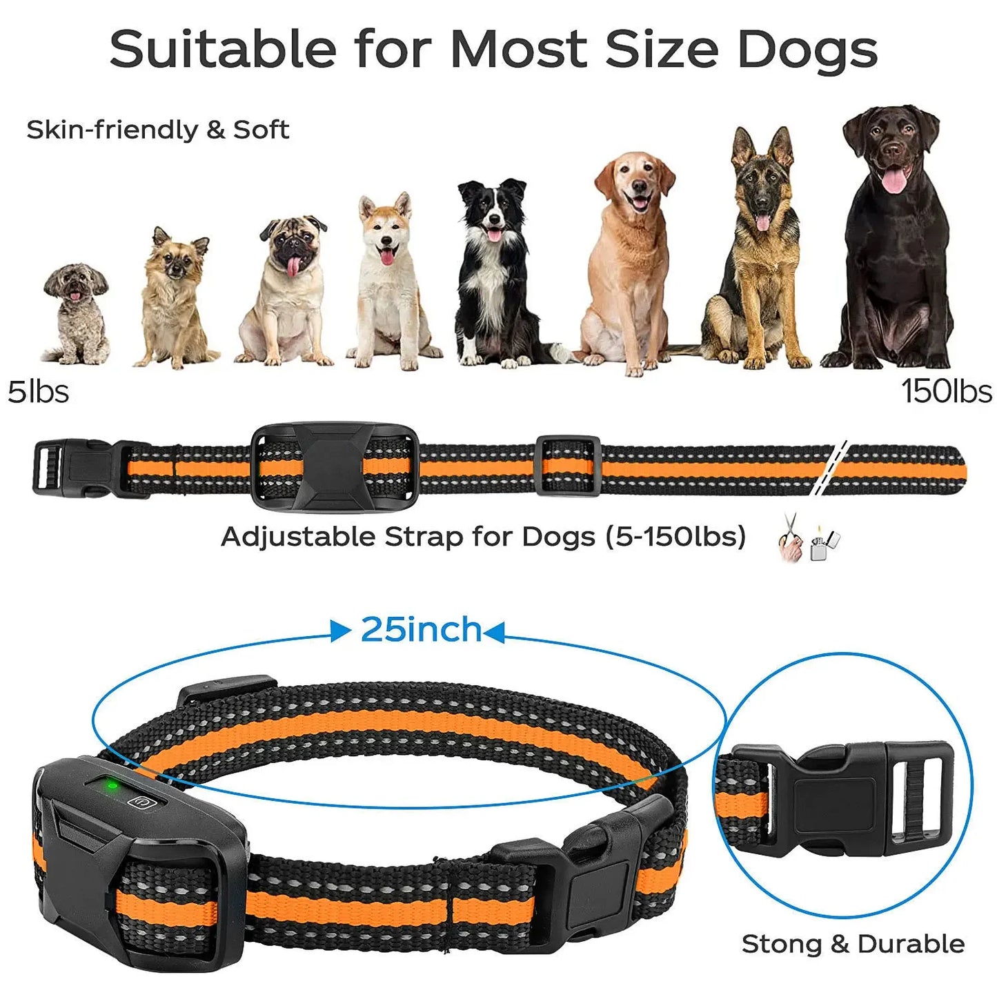 3300Ft Electric Dog Training Collar Remote Control Waterproof Pet BehaviorFor 5-120lbs Puppy With Shock Vibration Training