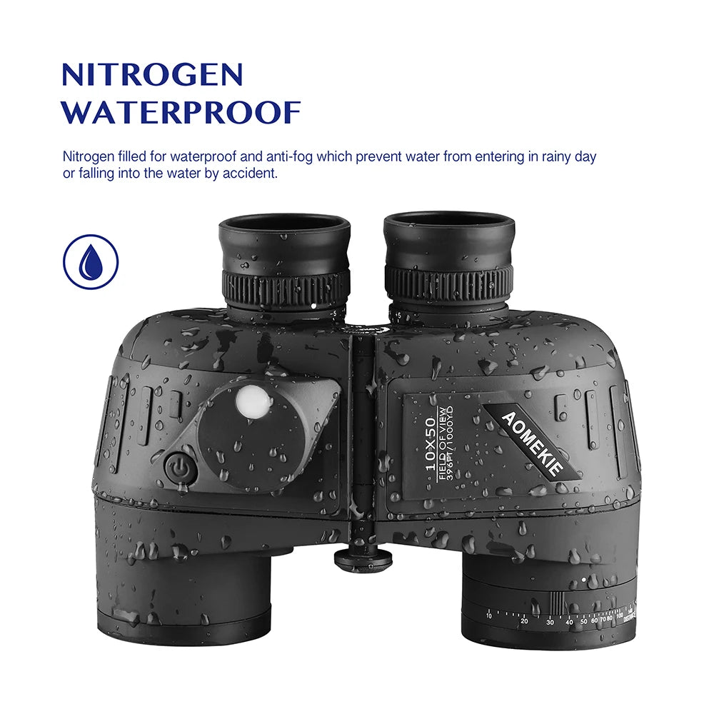 10x50 Binoculars With Rangefinder And Compass Waterproof Design