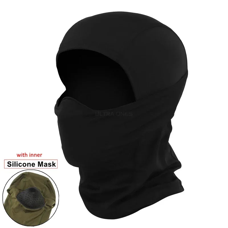 Tactical Mask Outdoor Balaclava Head Hood Silicone Half Face Windproof Headgear Airsoft Hunting CS Game Sunscreen Cap