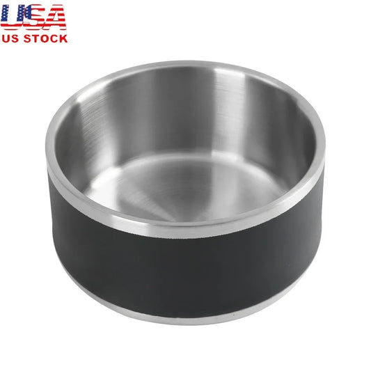 Double Wall Stainless Steel Pet Bowl Non Slip Keeps Warm
