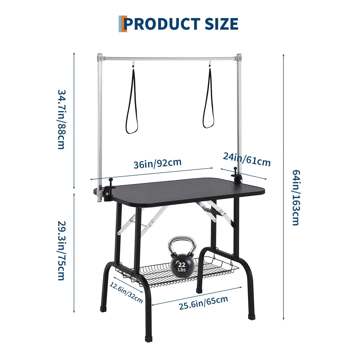 HiMISSCN Foldable Dog Grooming Table With Height Adjustable Arms Noose