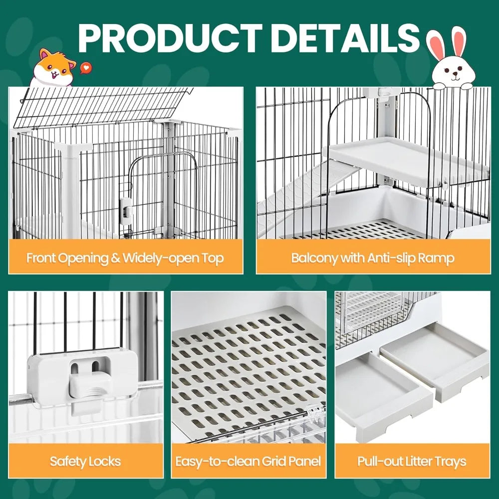 Stainless Steel 4 Level Small Animal Cage With Pullout Tray